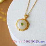 Jade Donut Pendant Chalcedony Carved Necklace 925 Silver