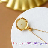 Jade Donut Pendant Chalcedony Carved Necklace 925 Silver