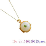 Jade Donut Pendant Chalcedony Carved Necklace 925 Silver
