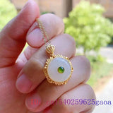 Jade Donut Pendant Chalcedony Carved Necklace 925 Silver