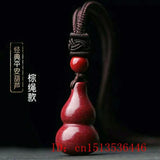 Cinnabar Jade 3D Gourd Pendant Necklace Chinese Healing Luck Gift