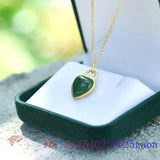 Green Jade Heart Pendant 925 Silver Jewelry Men Amulets Necklace