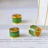 Green Jade Pendant 925 Silver Men Amulets Necklace Charm Jewelry