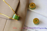 Green Jade Pendant 925 Silver Men Amulets Necklace Charm Jewelry