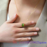 Green Jade Pendant 925 Silver Men Amulets Necklace Charm Jewelry