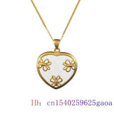 Jade Heart Pendant 925 Silver Necklace Choker Men Talismans