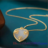 Jade Heart Pendant 925 Silver Necklace Choker Men Talismans