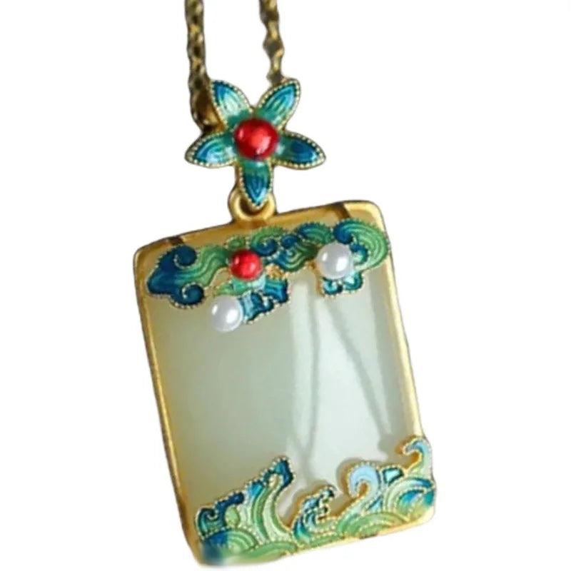 Vintage Chalcedony Pendant Necklace 925 Silver Gemstone Talismans