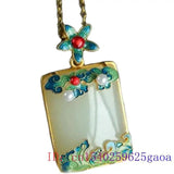 Vintage Chalcedony Pendant Necklace 925 Silver Gemstone Talismans