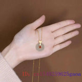 Green Jade Donut Pendant 925 Silver Chinese Natural Necklaces Necklace