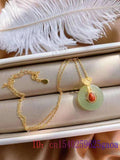 Green Jade Donut Pendant 925 Silver Chinese Natural Necklaces Necklace