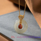 Green Jade Donut Pendant 925 Silver Chinese Natural Necklaces Necklace