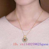 Green Jade Donut Pendant 925 Silver Chinese Natural Necklaces Necklace