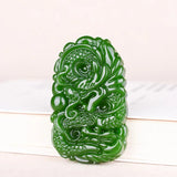 Green Jade Dragon Pendant Jadeite Charm for Amulet Necklace Women Jewelry