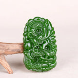 Green Jade Dragon Pendant Jadeite Charm for Amulet Necklace Women Jewelry