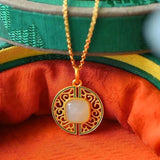 Jade Chalcedony Pendant 925 Silver Talisman Necklace