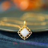 Vintage Jade Diamond Pendant Necklace 925 Silver