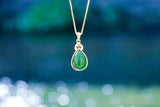 Green Jade Water Drop Pendant 925 Silver