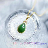 Green Jade Water Drop Pendant 925 Silver
