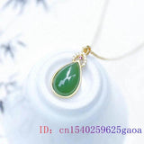 Green Jade Water Drop Pendant 925 Silver