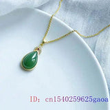 Green Jade Water Drop Pendant 925 Silver