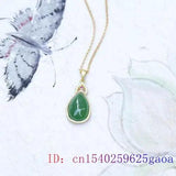 Green Jade Water Drop Pendant 925 Silver