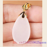 Jade Water Drop Pendant Chalcedony Accessory Carved Necklace 925 Silver