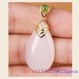 Jade Water Drop Pendant Chalcedony Accessory Carved Necklace 925 Silver