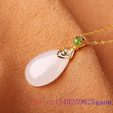 Jade Water Drop Pendant Chalcedony Accessory Carved Necklace 925 Silver