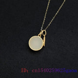 Chalcedony Jade Flower Pendant 925 Silver Necklace