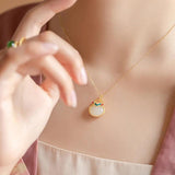 Jade Ruyi Pendant Necklace Chalcedony 925 Silver Natural Gift