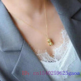Vintage Jade Chalcedony Pendant Necklace 925 Silver