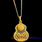 Jade Gourd Pendant Chalcedony Amulet Silver Necklace