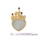 925 Silver Chalcedony Jade Heart Pendant Choker Necklace for Men