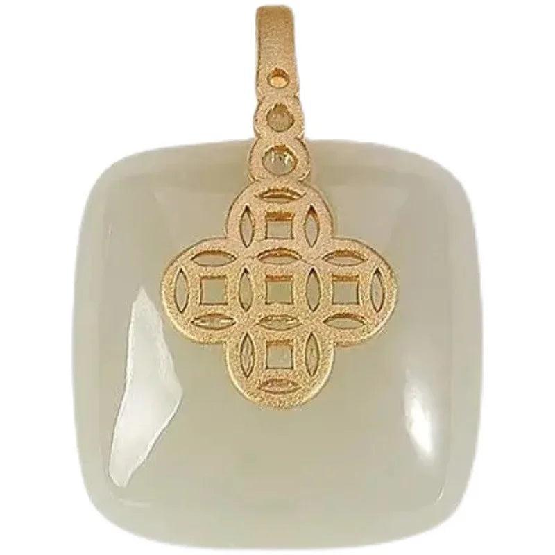 Jade Pendant Chalcedony Jewelry Amulet 925 Silver Men Charm Necklace