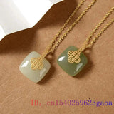 Jade Pendant Chalcedony Jewelry Amulet 925 Silver Men Charm Necklace