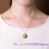 Jade Pendant Chalcedony Jewelry Amulet 925 Silver Men Charm Necklace