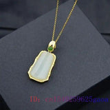 Jade Bamboo Pendant Choker Necklace 925 Silver for Women Men Gift