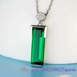 Green Zircon Pendant Necklace 925 Silver Charm Crystal