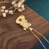 Red Jade Mouse Pendant Necklace 925 Silver