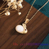 Jade Rabbit Pendant 925 Silver Necklace Talisman Gemstone Jewelry