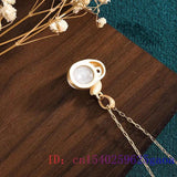 Jade Rabbit Pendant 925 Silver Necklace Talisman Gemstone Jewelry