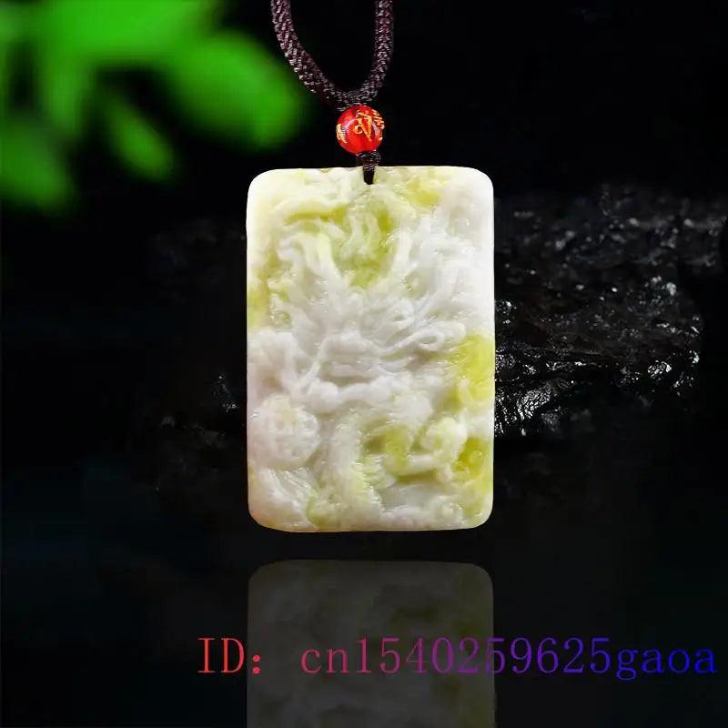 Jade Dragon Pendant Women Amulet Necklace Charm Carved Jewelry Natural Gift