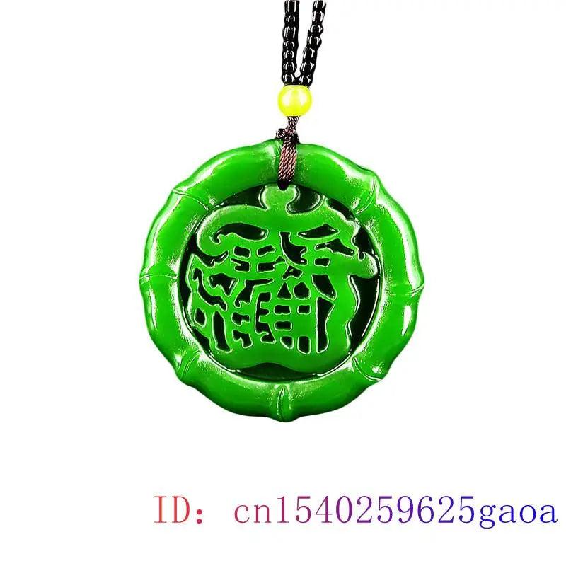 Green Jade Pendant Amulet Carved Chinese Natural Necklace Gemstone Jadeite