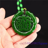 Green Jade Pendant Amulet Carved Chinese Natural Necklace Gemstone Jadeite