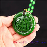 Green Jade Pendant Amulet Carved Chinese Natural Necklace Gemstone Jadeite