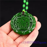 Green Jade Pendant Amulet Carved Chinese Natural Necklace Gemstone Jadeite