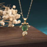 Green Jade Goldfish Pendant Necklace 925 Silver Charm Chalcedony