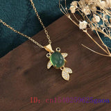 Green Jade Goldfish Pendant Necklace 925 Silver Charm Chalcedony