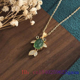 Green Jade Goldfish Pendant Necklace 925 Silver Charm Chalcedony